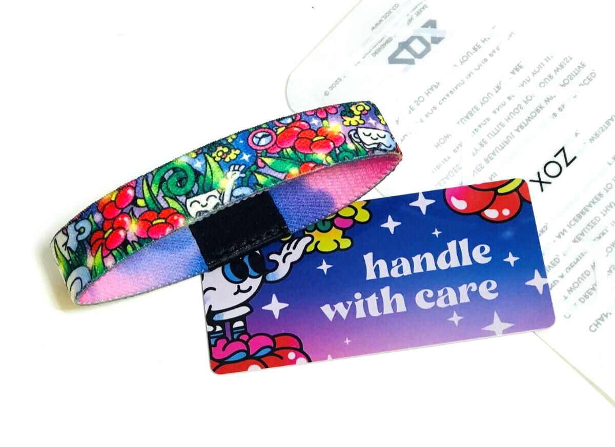 ZOX **HANDLE WITH CARE** Silver Single small Wristband w/Card NIP