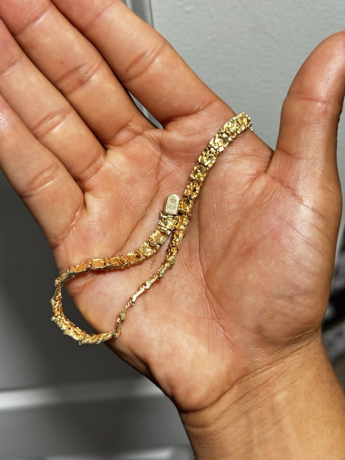 🔥14kt Gold Nugget Bracelet 🔥 17 Grams Of A Beautiful Diamond Cut Elegance ✨ 🔥14kt Gold Nugget Bracelet 🔥 17 Grams Of A Beautiful Diamond Cut Elegance ✨
