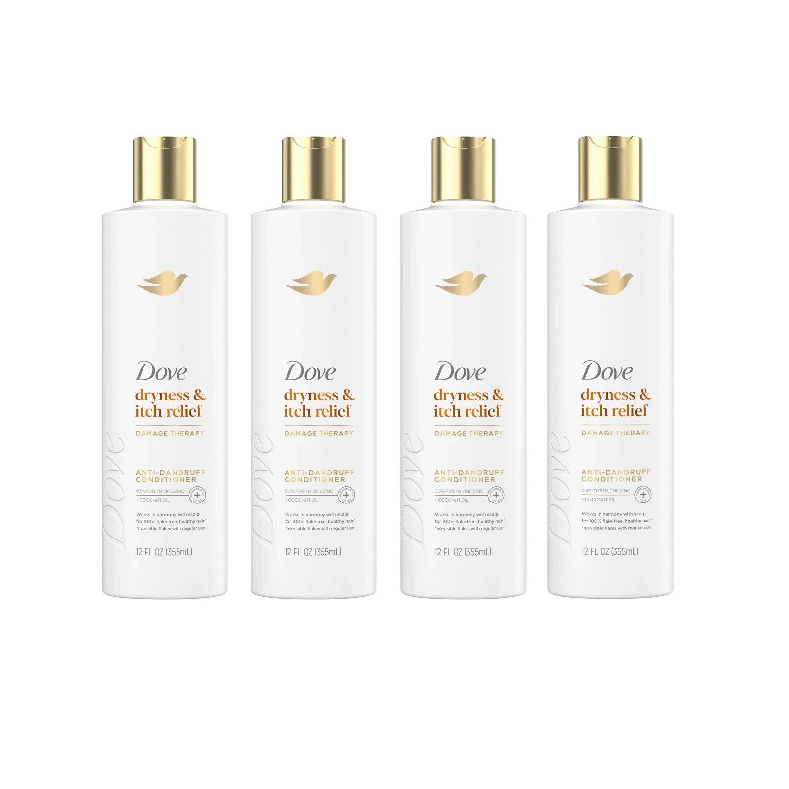 Dove Damage Therapy Dryness Itch Relief Anti-Dandruff Conditioner 12oz, Lot Of 4