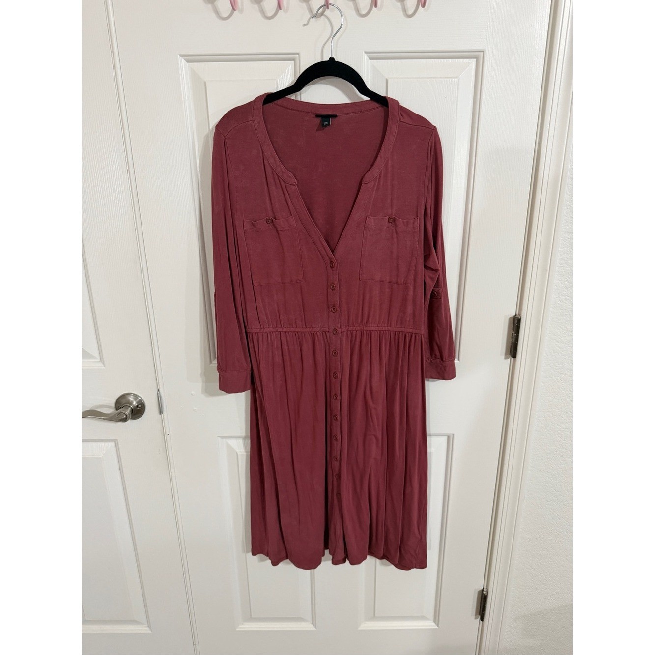 Torrid Size 00 Rust Button Front Midi Shirt Dress Roll Tab Sleeves 11900388