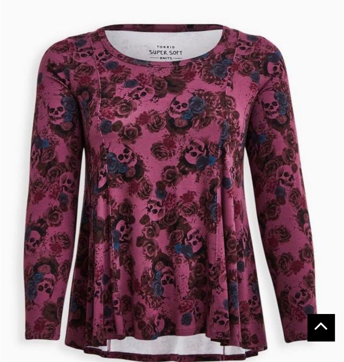 Torrid 0 Super Soft KnitsTunic Purple Floral Skull Plus Sz Lg/XL EC Torrid 0 Super Soft KnitsTunic Purple Floral Skull Plus Sz Lg/XL EC