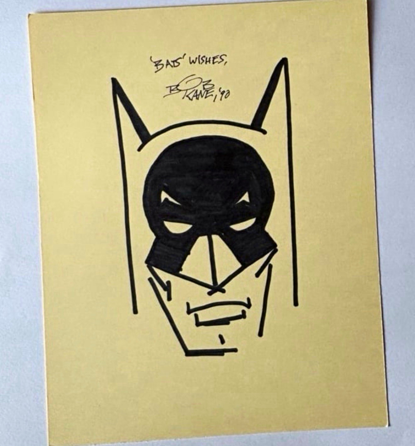 Batman Bob Kane Hard Signed Inscribed 1980 Original Sketch w/ COA Batman Bob Kane Hard Signed Inscribed 1980 Original Sketch w/ COA
