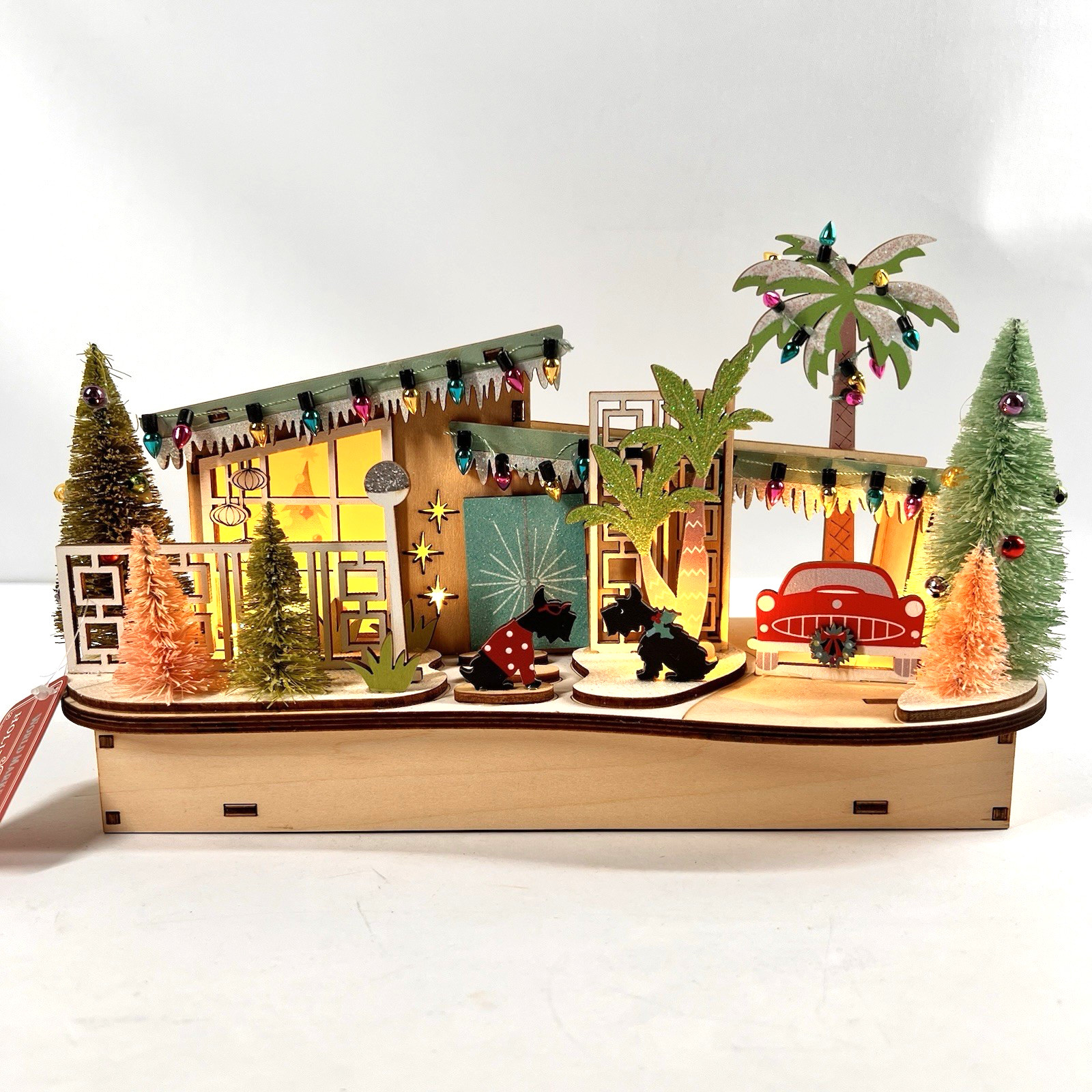 World Market 2022 HOUSE WITH CARPORT Mid Century Christmas MCM Wood LED Scotties World Market 2022 HOUSE WITH CARPORT Mid Century Christmas MCM Wood LED Scotties
