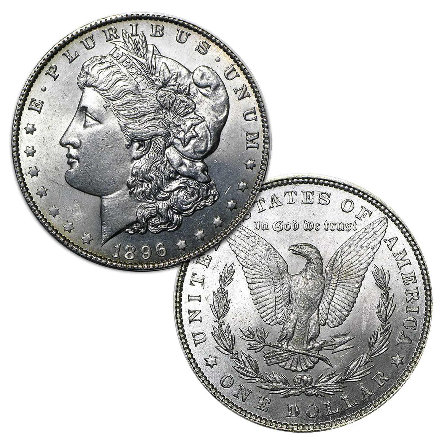 USA 1896 P Morgan 90% Silver Dollar Coin - $1 Bril