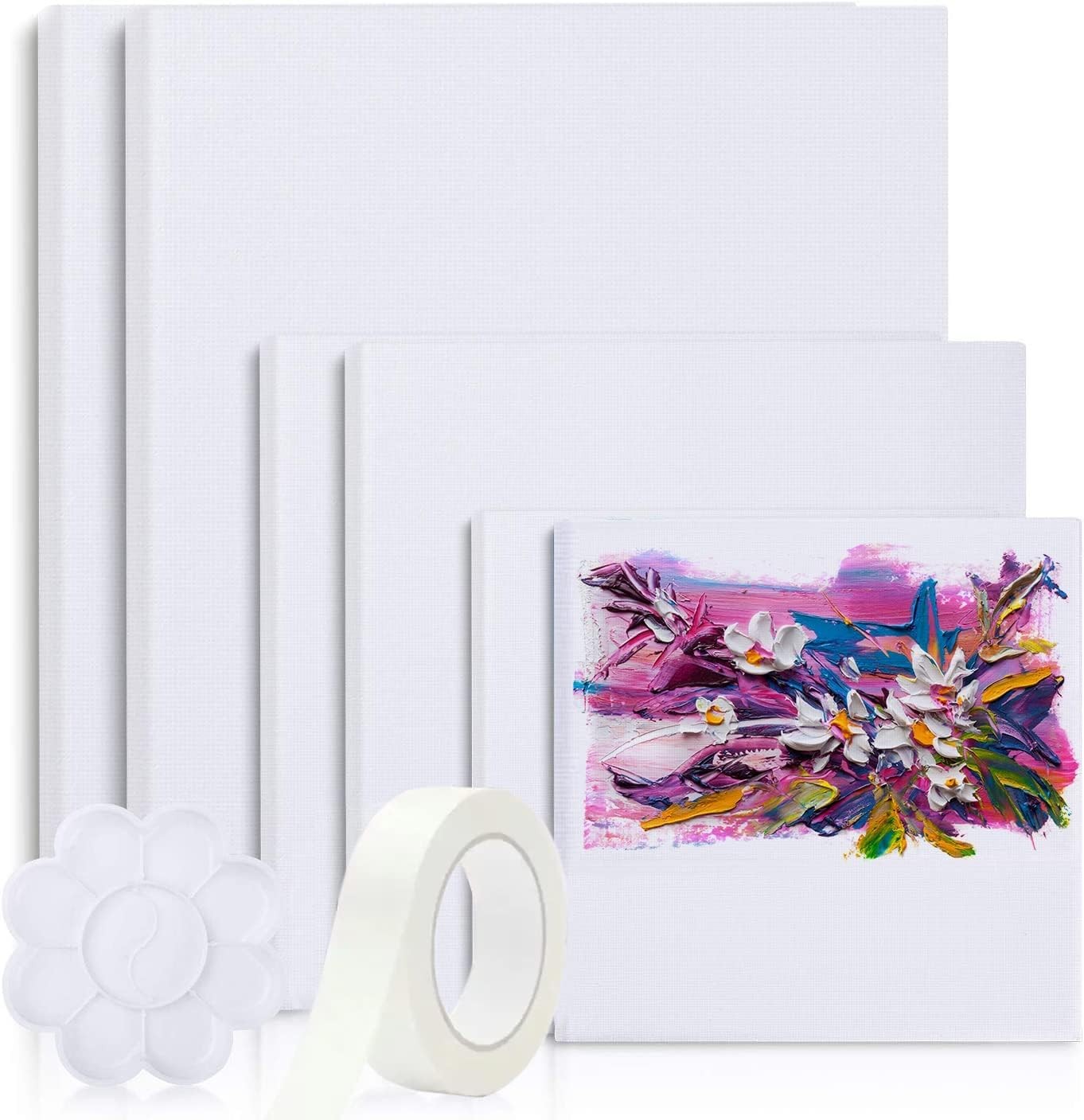 Canvases for Painting, 40X30, 30X20, 20X15, 8 Set Stretched White Canvas with Pe Canvases for Painting, 40X30, 30X20, 20X15, 8 Set Stretched White Canvas with Pe