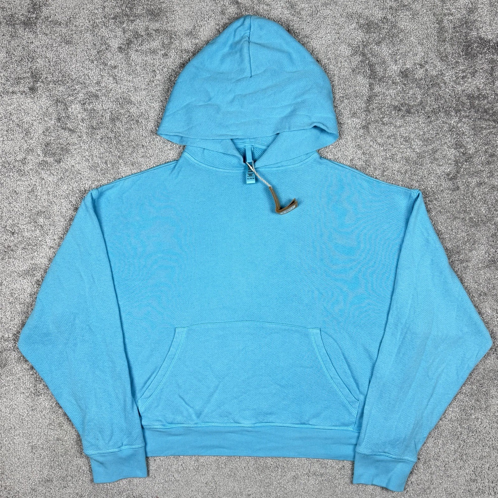 SKIMS Light French Terry Cropped Hoodie Women Sz XL Cyan Blue Pullover Shirt NWT