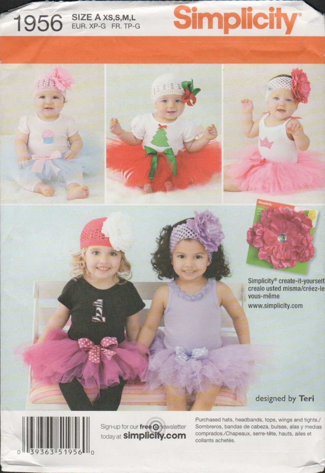 Simplicity 1956 Babies Tutu & Appliques Birthday Christmas Photo Pattern Uncut Simplicity 1956 Babies Tutu & Appliques Birthday Christmas Photo Pattern Uncut
