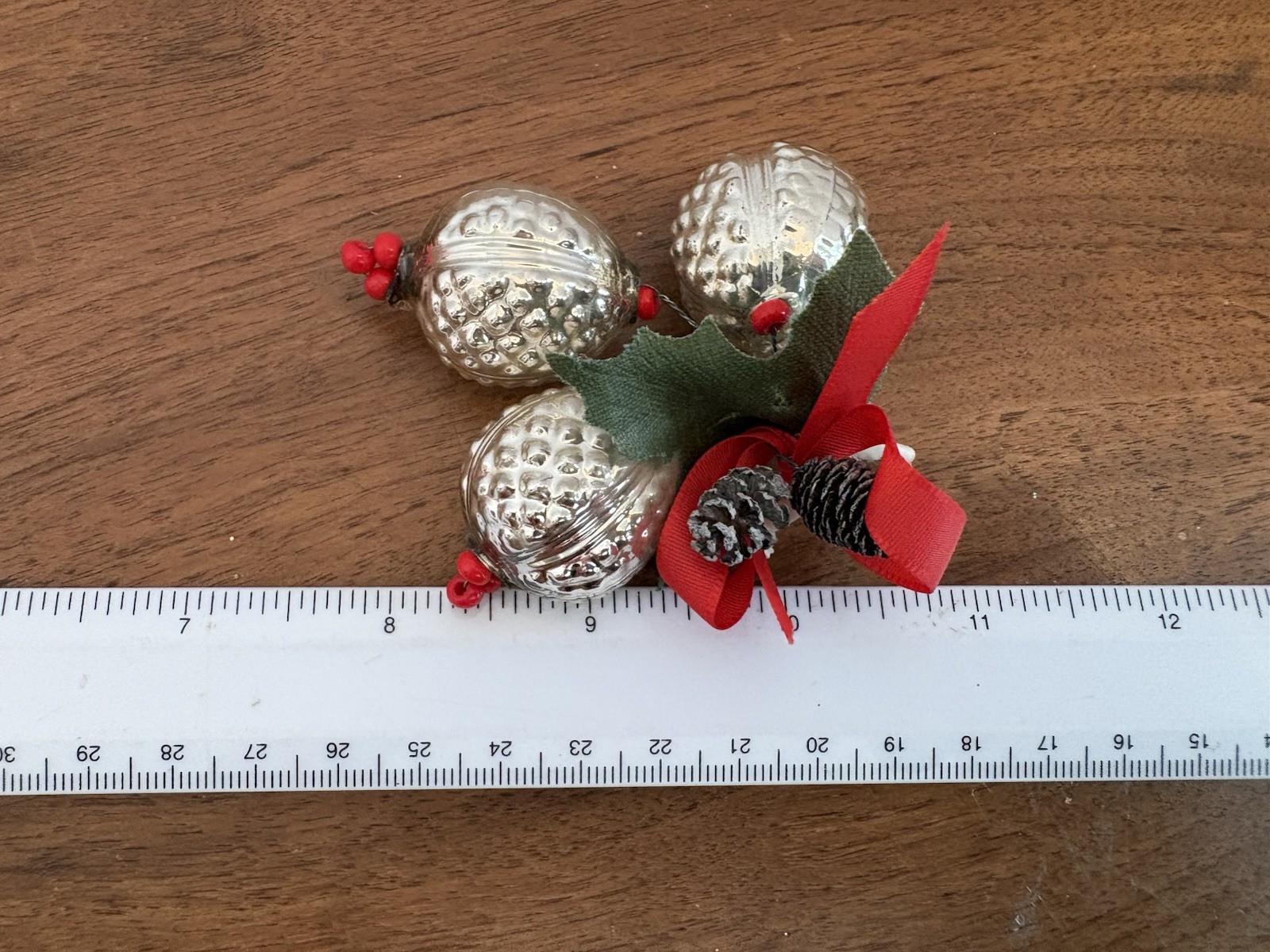 Vintage Kugel-Like 3 Heavy Glass Walnut Ornaments Arrangement Czech W/ Mushroom Vintage Kugel-Like 3 Heavy Glass Walnut Ornaments Arrangement Czech W/ Mushroom