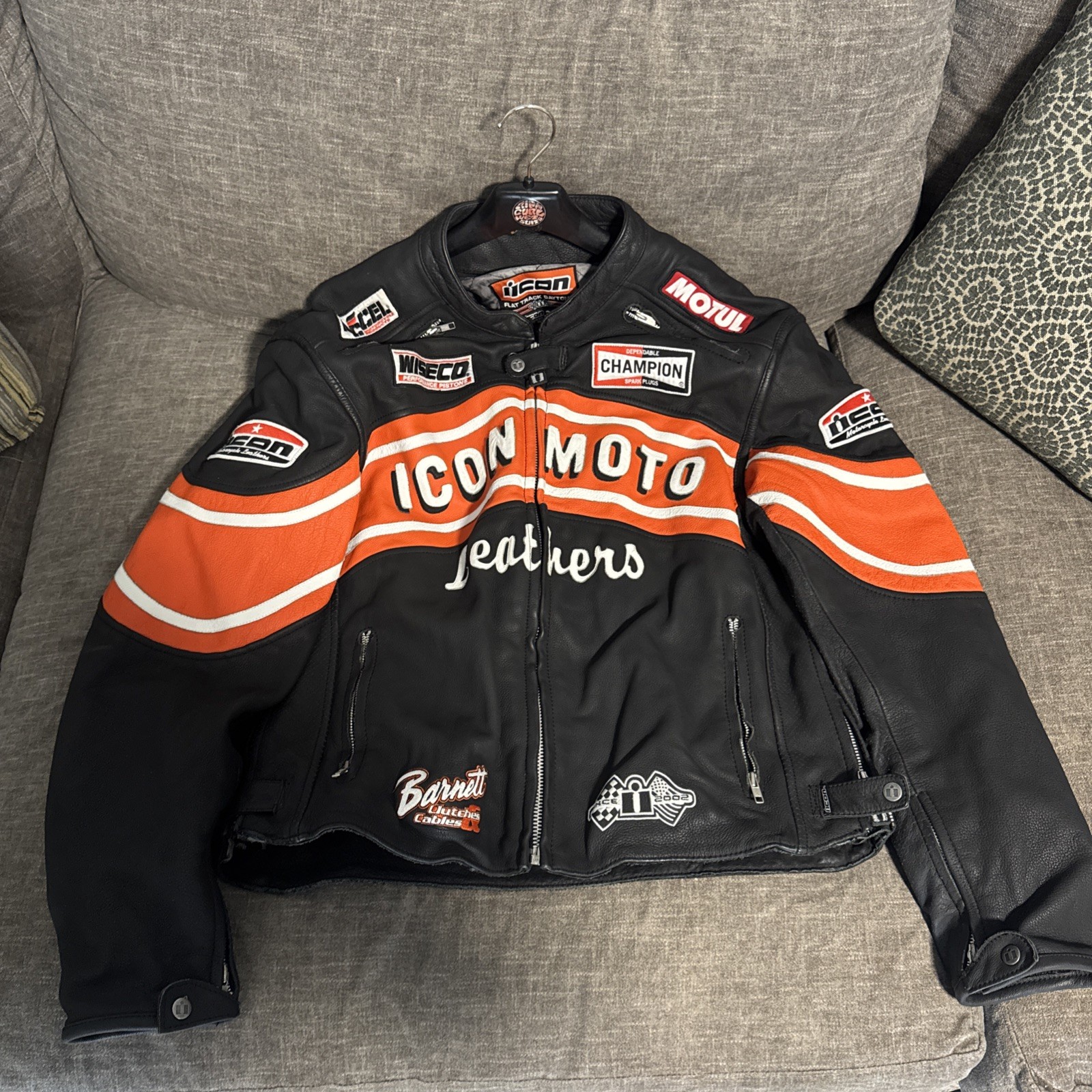 Icon Moto Flat Track Daytona Leather Jacket 3xl