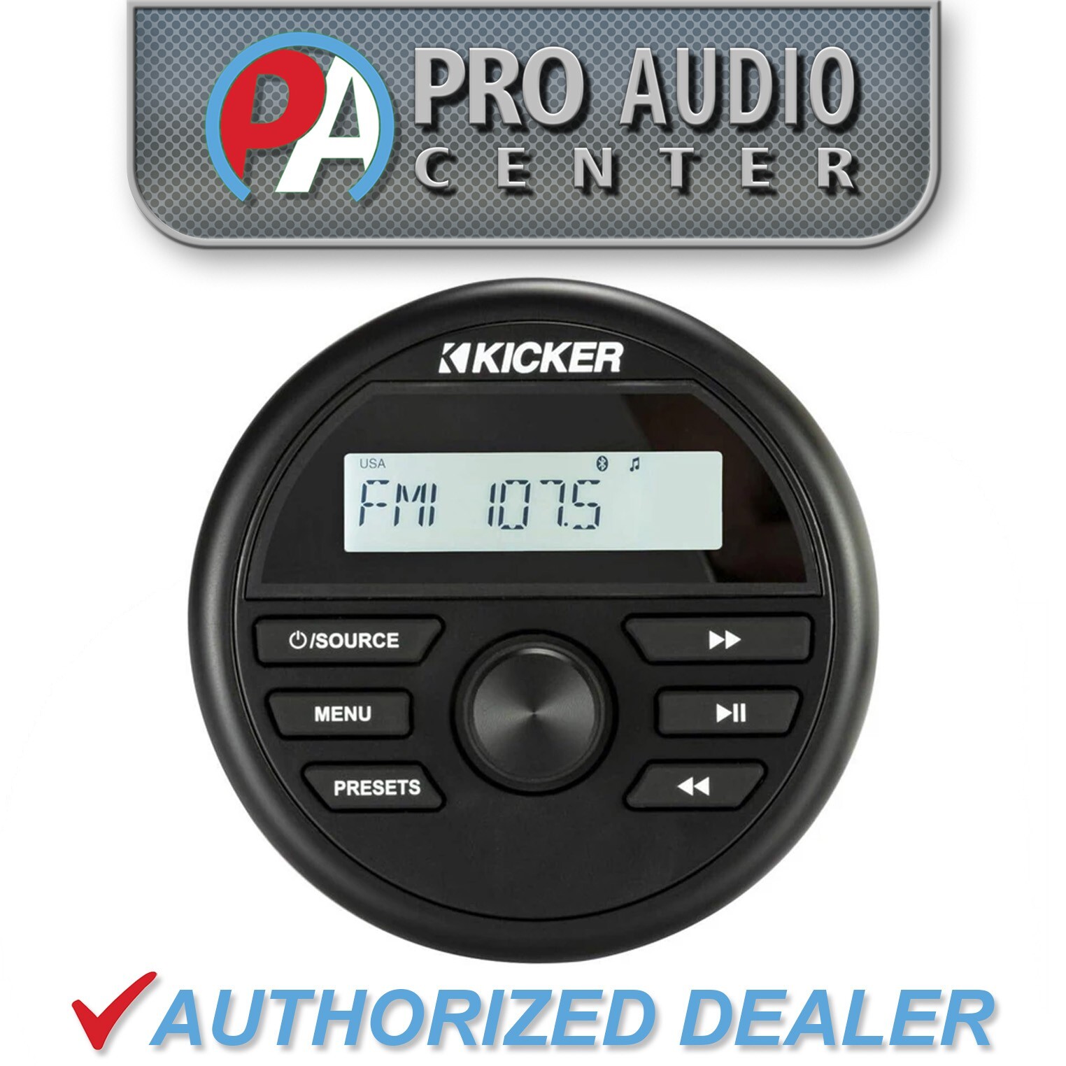 46KMC2 KICKER Marine Media Center Gauge Style Receiver w/Bluetooth/AM/FM/USB/AUX