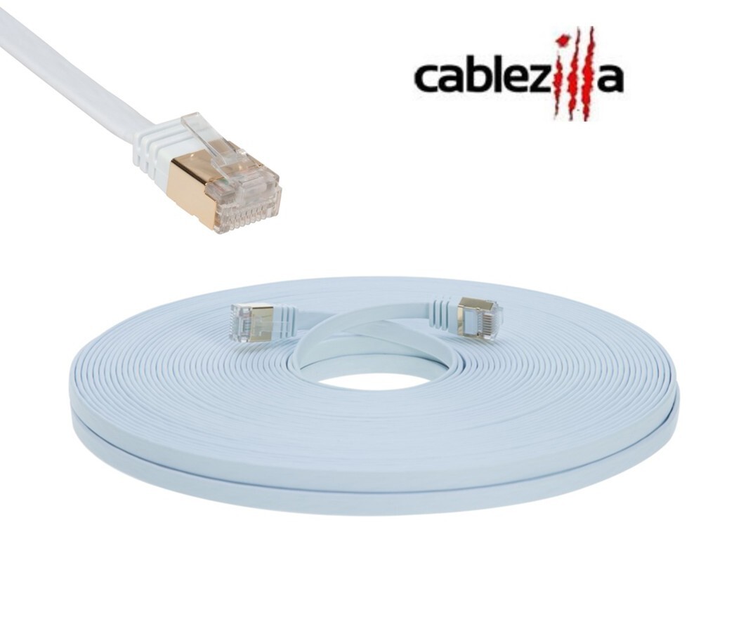 CAT7 SFTP Ethernet Patch Cable Flat Cord 10Gbps 6FT-100FT White Multi-Pack LOT CAT7 SFTP Ethernet Patch Cable Flat Cord 10Gbps 6FT-100FT White Multi-Pack LOT