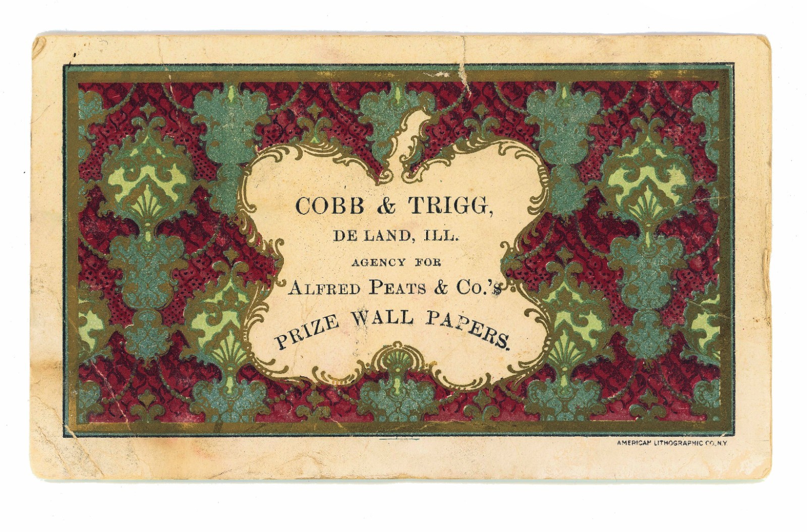 19th or early 20th century antique wallpaper business card for cobb and trigg 19th or early 20th century antique wallpaper business card for cobb and trigg