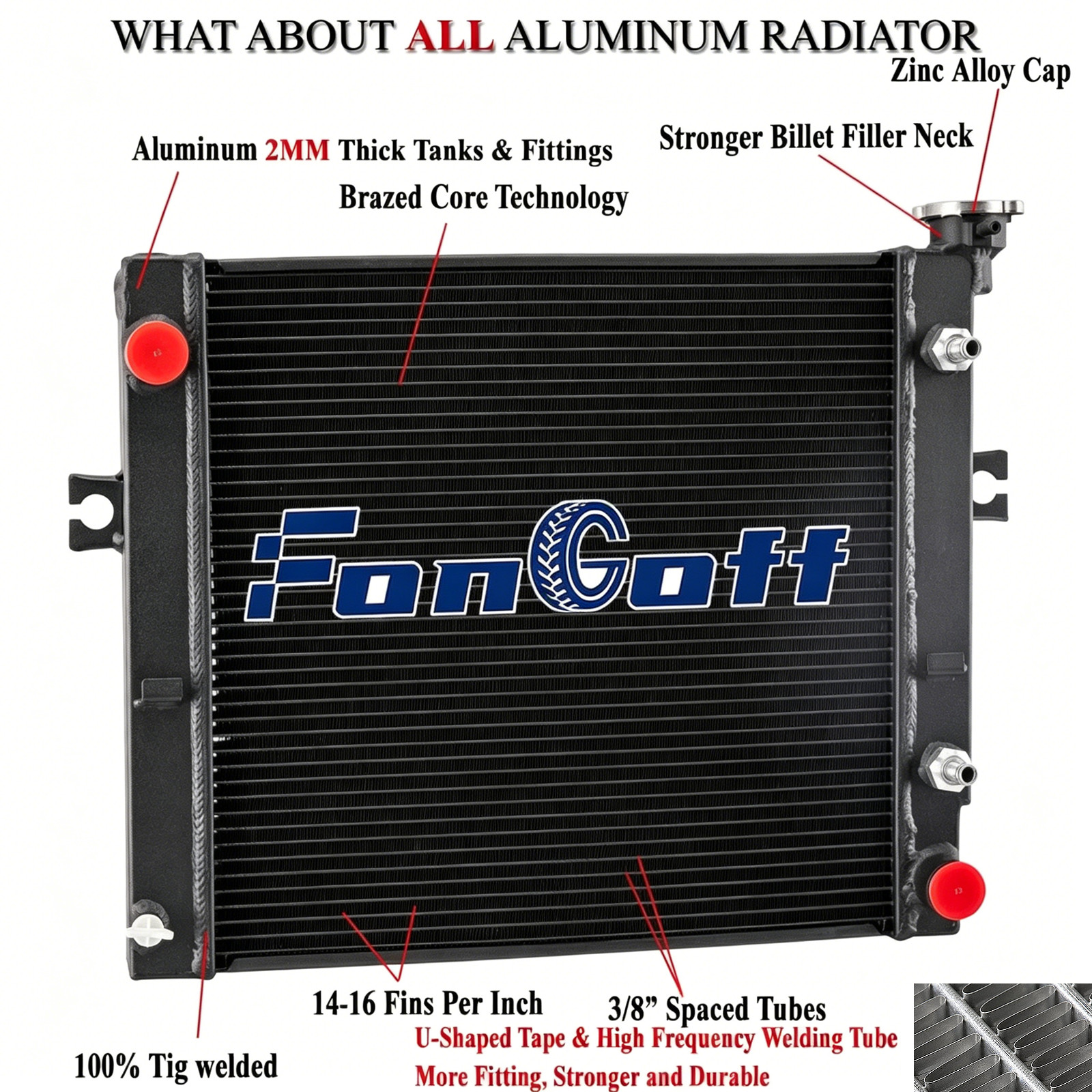 3 Row Aluminum Radiator Cooling For Toyota Forklift AT 16410U220071,16410U220171