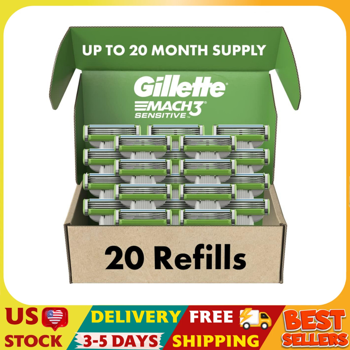 Mach3 Sensitive Mens Razor Blade Refills, 20 Count, Designed for Sensitive Skin Mach3 Sensitive Mens Razor Blade Refills, 20 Count, Designed for Sensitive Skin