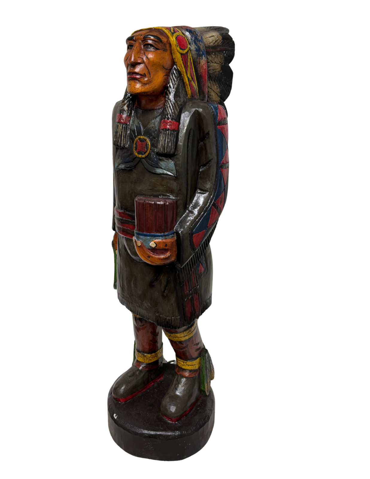 WOODEN LOOK OUT CIGAR INDIAN CHIEF WARRIOR WESTERN 3' STATUE NATIVE AMERICAN WOODEN LOOK OUT CIGAR INDIAN CHIEF WARRIOR WESTERN 3' STATUE NATIVE AMERICAN