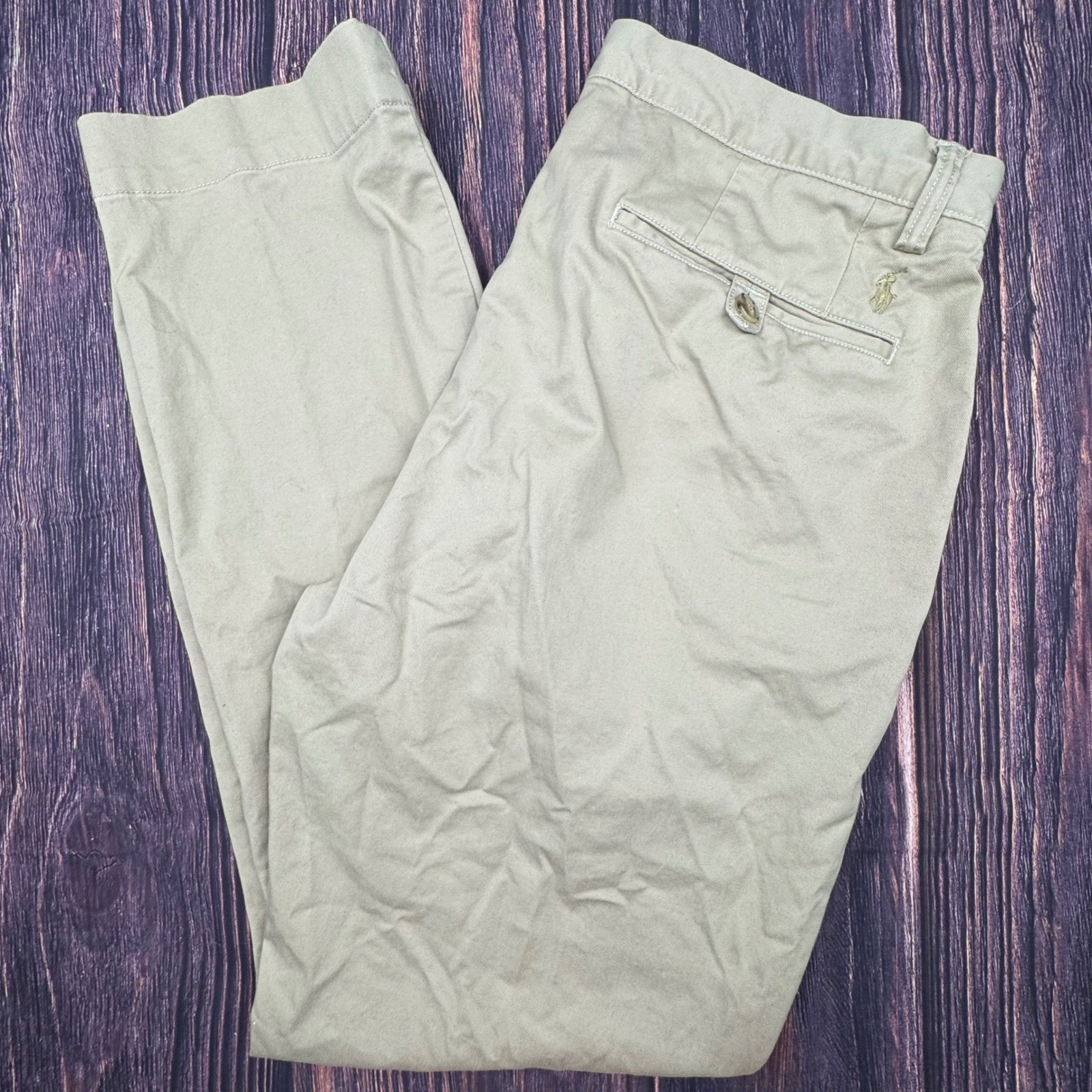 Polo Ralph Lauren Chinos 35/32 Khaki Cotton Stretch Straight Fit Classic Preppy
