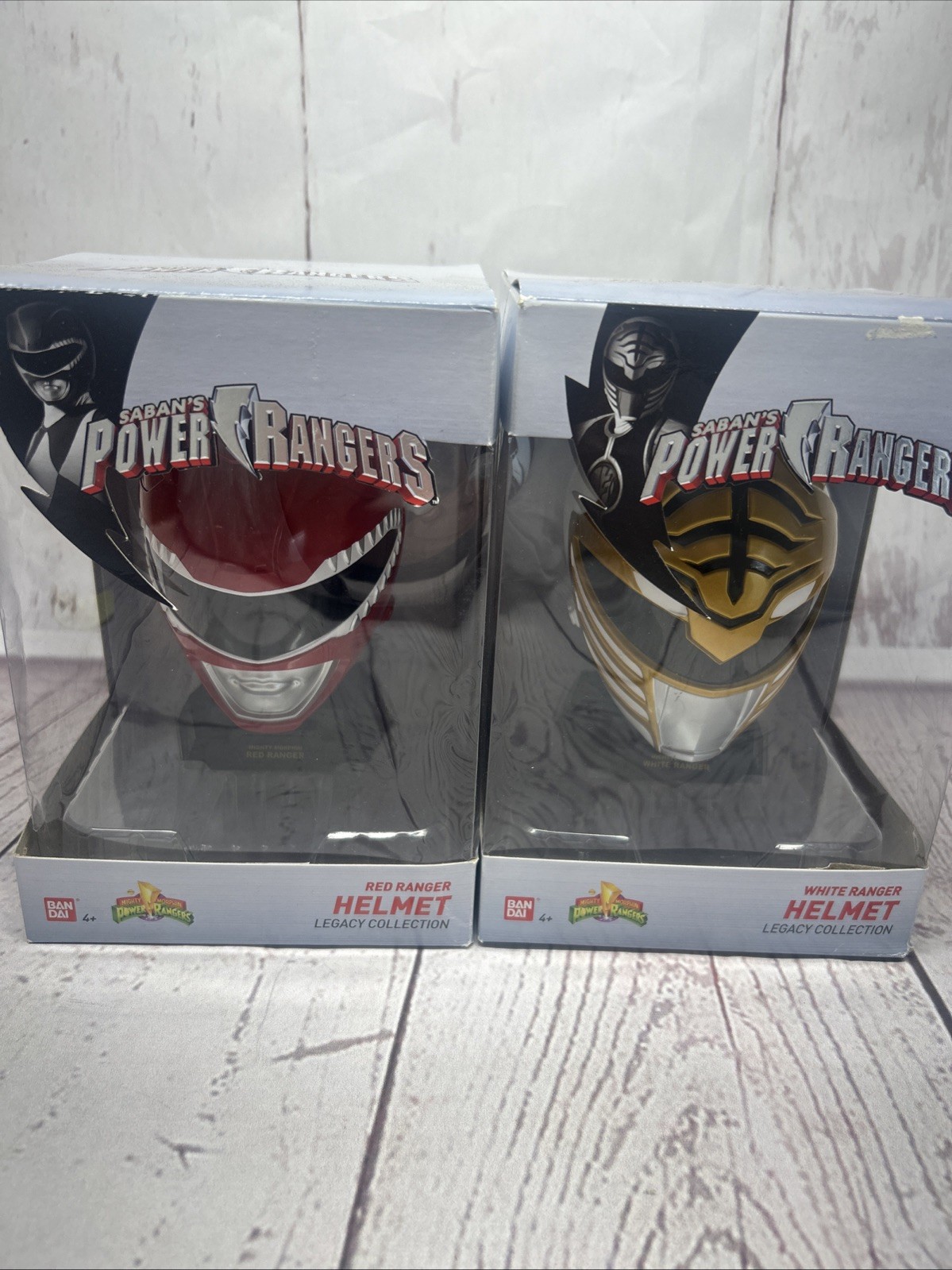 Bandai Power Rangers Legacy Collection Red & White Ranger Helmets (BOX WEAR) Bandai Power Rangers Legacy Collection Red & White Ranger Helmets (BOX WEAR)