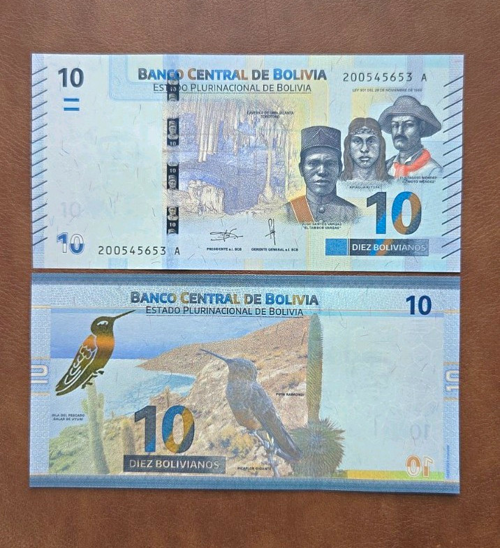 Bolivia 10 Diez Bolivianos Banknote Banco Central Uncirculated P-248 Bolivia 10 Diez Bolivianos Banknote Banco Central Uncirculated P-248