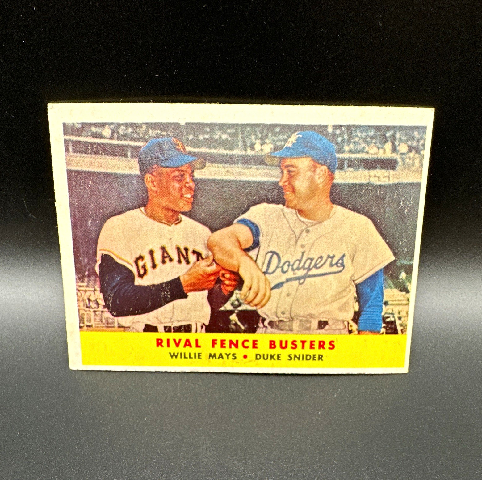 Topps 1956 Rival Fence Busters #436 Willie Mays Duke Snider Giants Dodgers Topps 1956 Rival Fence Busters #436 Willie Mays Duke Snider Giants Dodgers