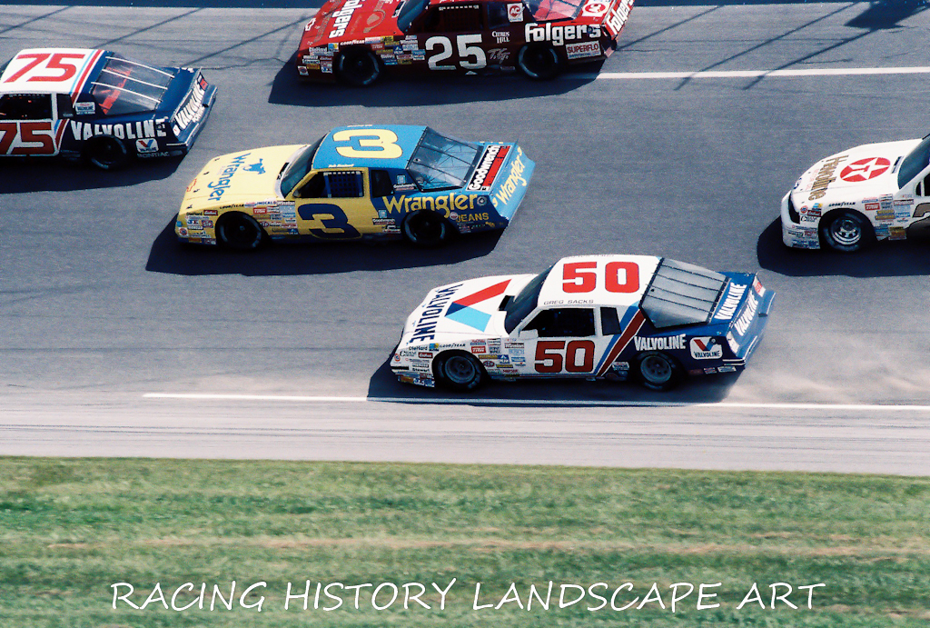 1987 DAYTONA 400 8x10 NASCAR PHOTO #3 DALE EARNHARDT SR CHEVY #50 GREG SACKS  