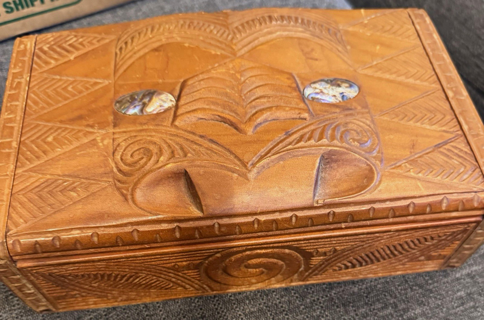 vintage, hand-carved Māori Tiki trinket box vintage, hand-carved Māori Tiki trinket box