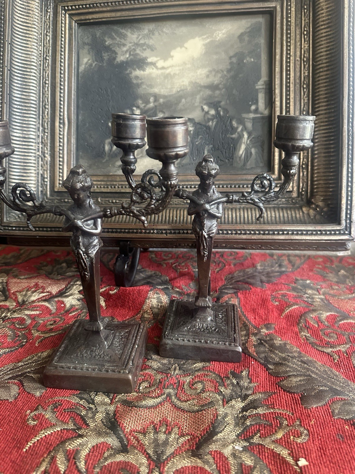 Maitland-Smith Vintage Bronze Candlesticks Pair Maitland-Smith Vintage Bronze Candlesticks Pair