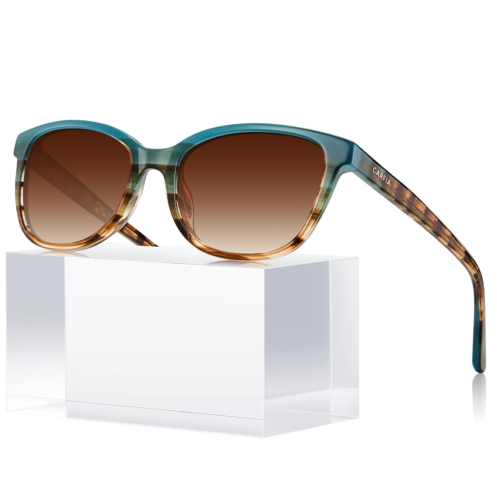 CARFIA Designer One Size, 1. Blue&brown Floral Frame Gradient Brown Lens CARFIA Designer One Size, 1. Blue&brown Floral Frame Gradient Brown Lens