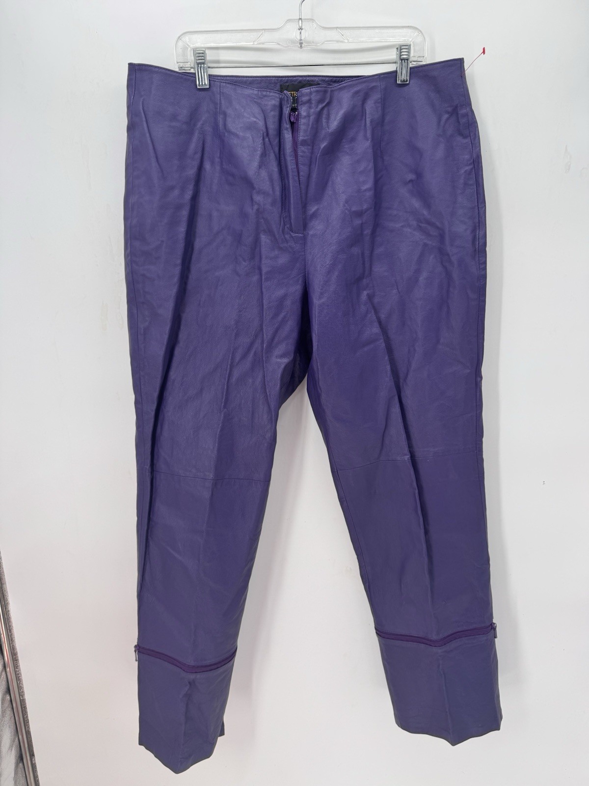 Vintage Metrostyle Purple Genuine Leather Pants Size 20 Zip Off Convertible Y2K