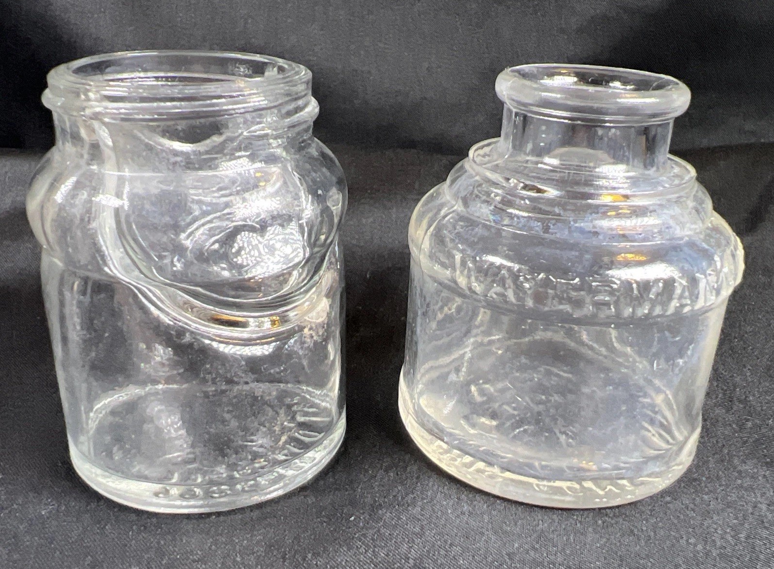Pair of VTG ATQ Ink Bottles with Reservoir Well WATERMANS INK & Pat\'d 1759866 Pair of VTG ATQ Ink Bottles with Reservoir Well WATERMANS INK & Pat\'d 1759866