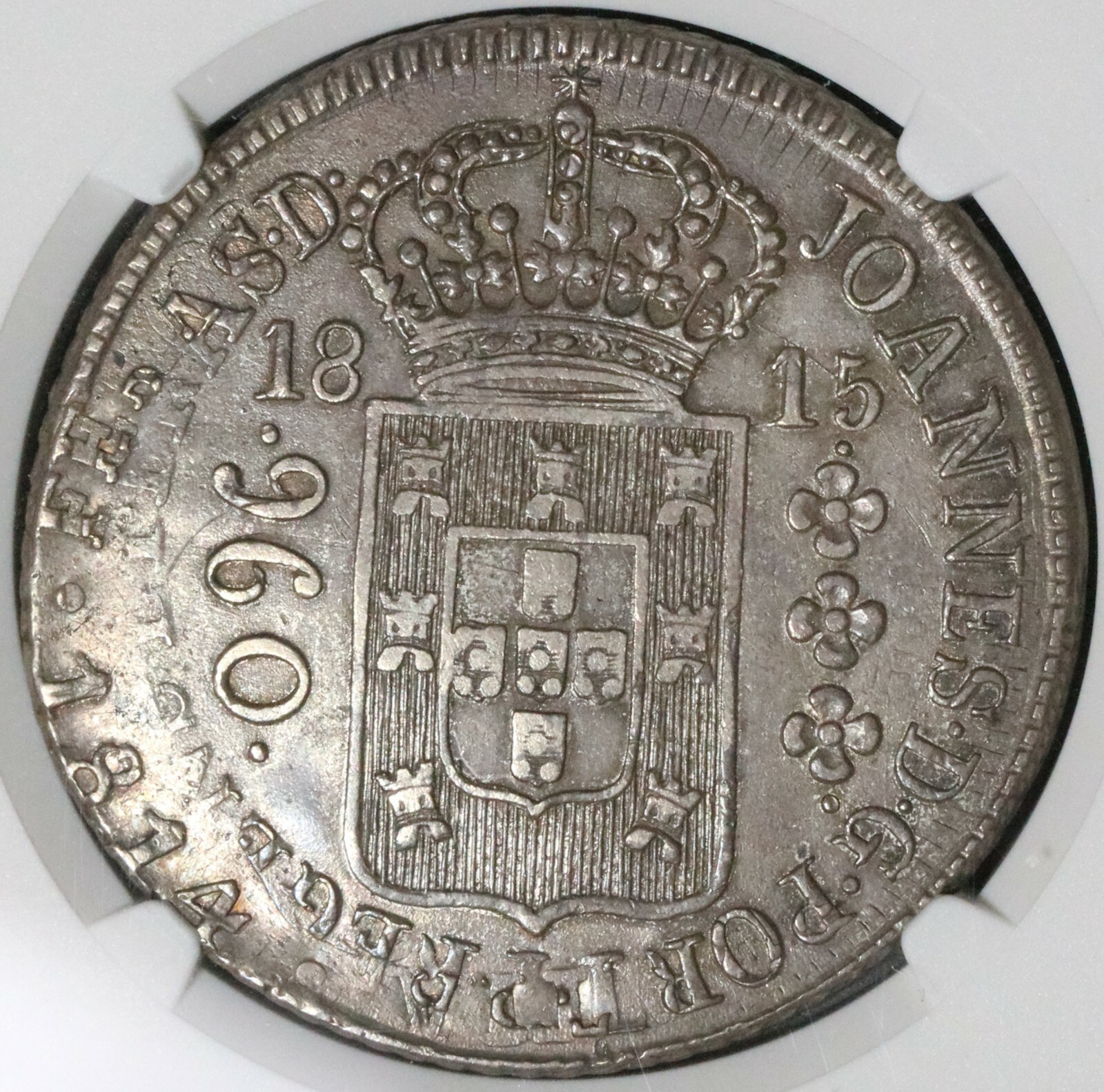 1815-R NGC AU 55 Brazil 960 Reis Overstruck Chile 8 Reales 1814 Coin (21092401C) 1815-R NGC AU 55 Brazil 960 Reis Overstruck Chile 8 Reales 1814 Coin (21092401C)