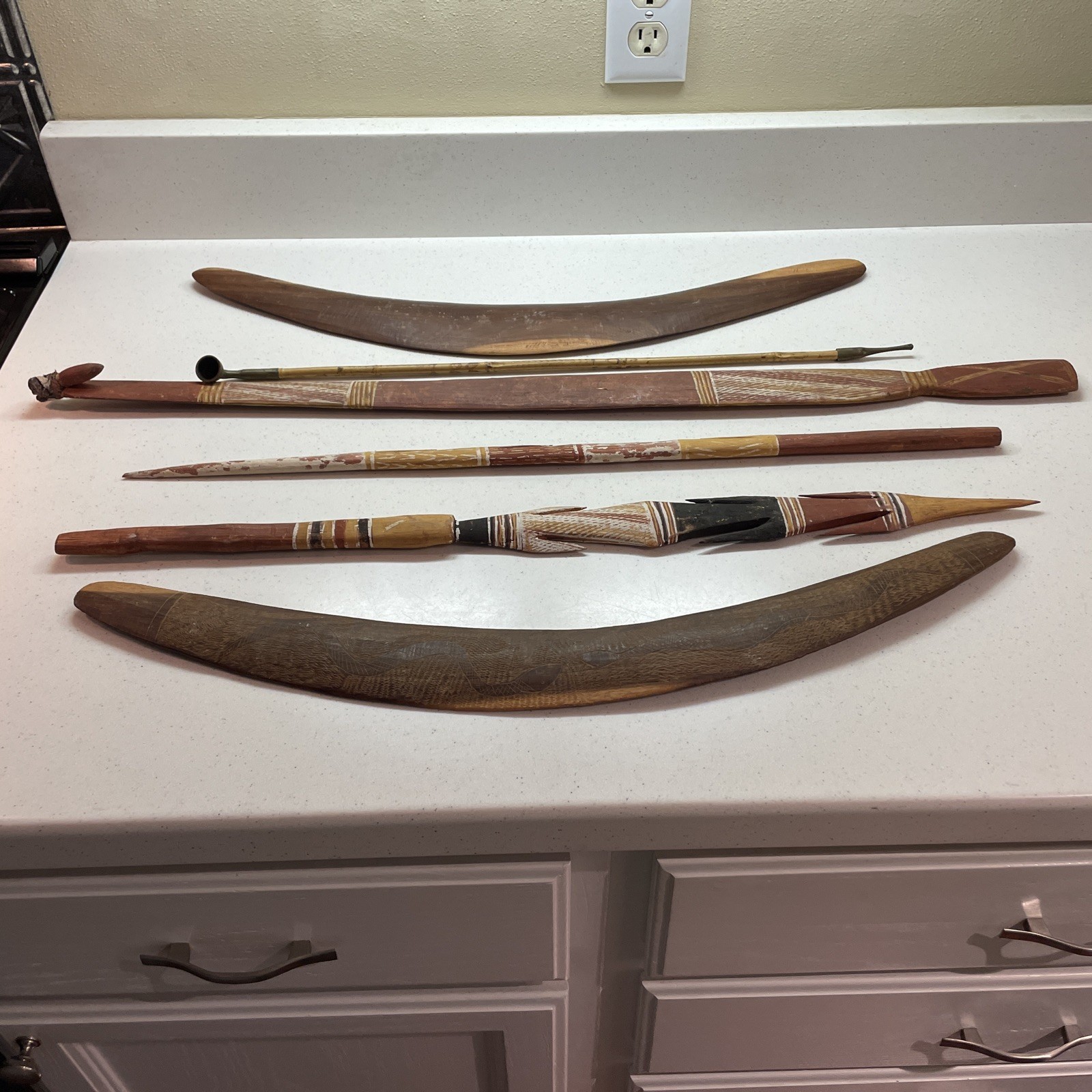 Aboriginal Handcrafted Vintage Australian Artifact hunting tools: boomerangs,etc Aboriginal Handcrafted Vintage Australian Artifact hunting tools: boomerangs,etc
