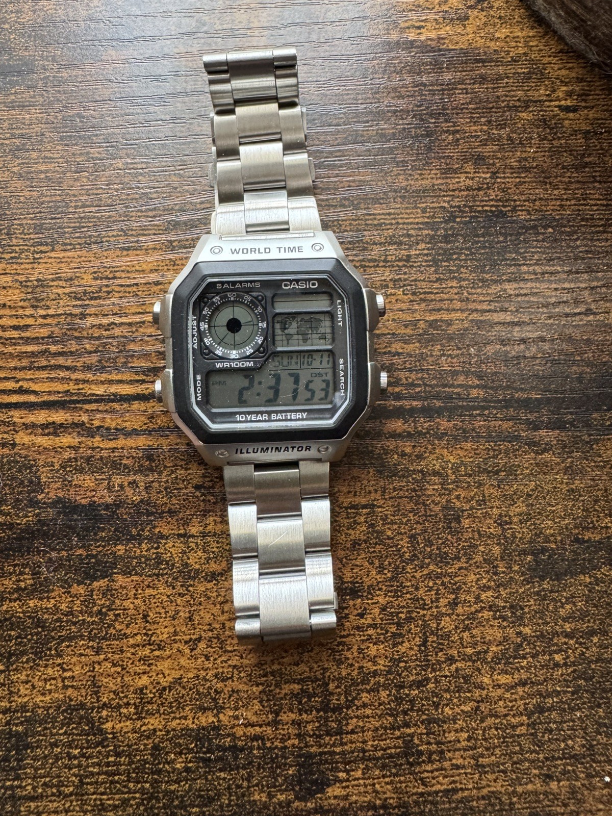 Casio AE1200WHD-1A Royale World Time Digital Watch Stainless Steel Bracelet