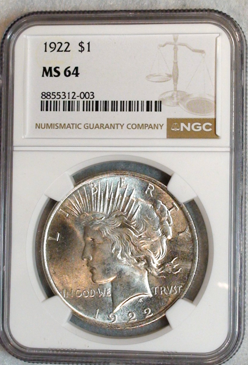 1922 P Peace Dollar NGC MS64 NEAR GEM UNCIRCULATED $1 Coin BUY IT NOW