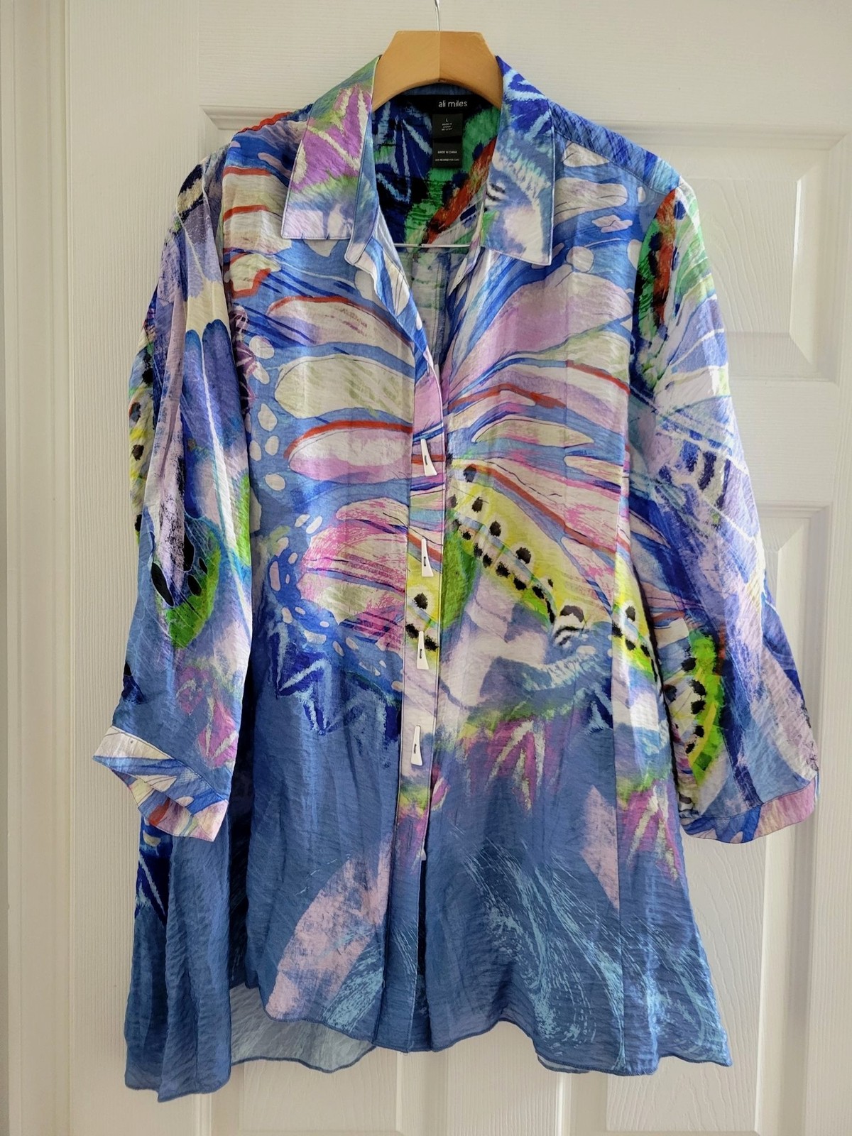 Ali Miles Multi-Color Abstract Butterfly Blouse tunic size lagenlook Art Wear Ali Miles Multi-Color Abstract Butterfly Blouse tunic size lagenlook Art Wear