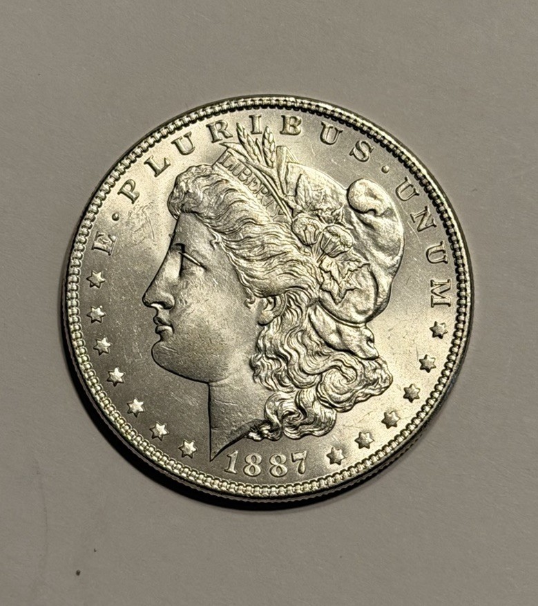 1887-P Morgan Silver Dollar Frosty Satin White Near Flawless looking KM#110 1887-P Morgan Silver Dollar Frosty Satin White Near Flawless looking KM#110