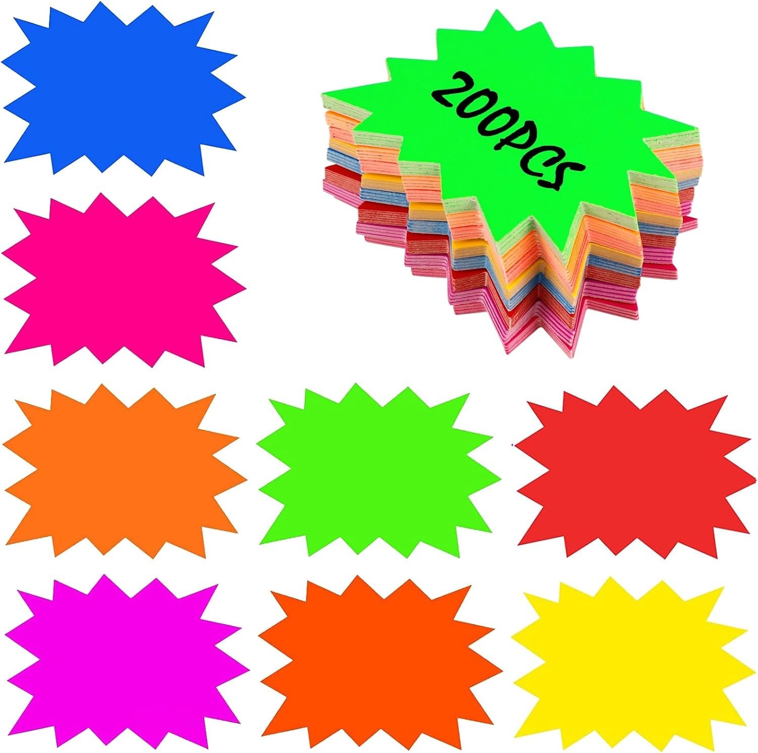 200 PCS Starburst Sign Star Burst Attractive Fluorescent Neon Sign Great for ...