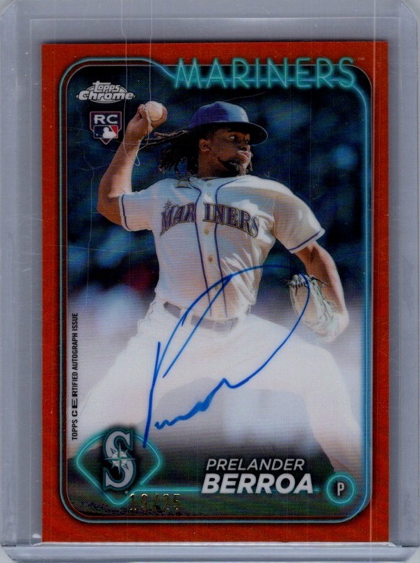 2024 Topps Chrome Prelander Berroa Orange Auto /25 SEA Mariners 2024 Topps Chrome Prelander Berroa Orange Auto /25 SEA Mariners