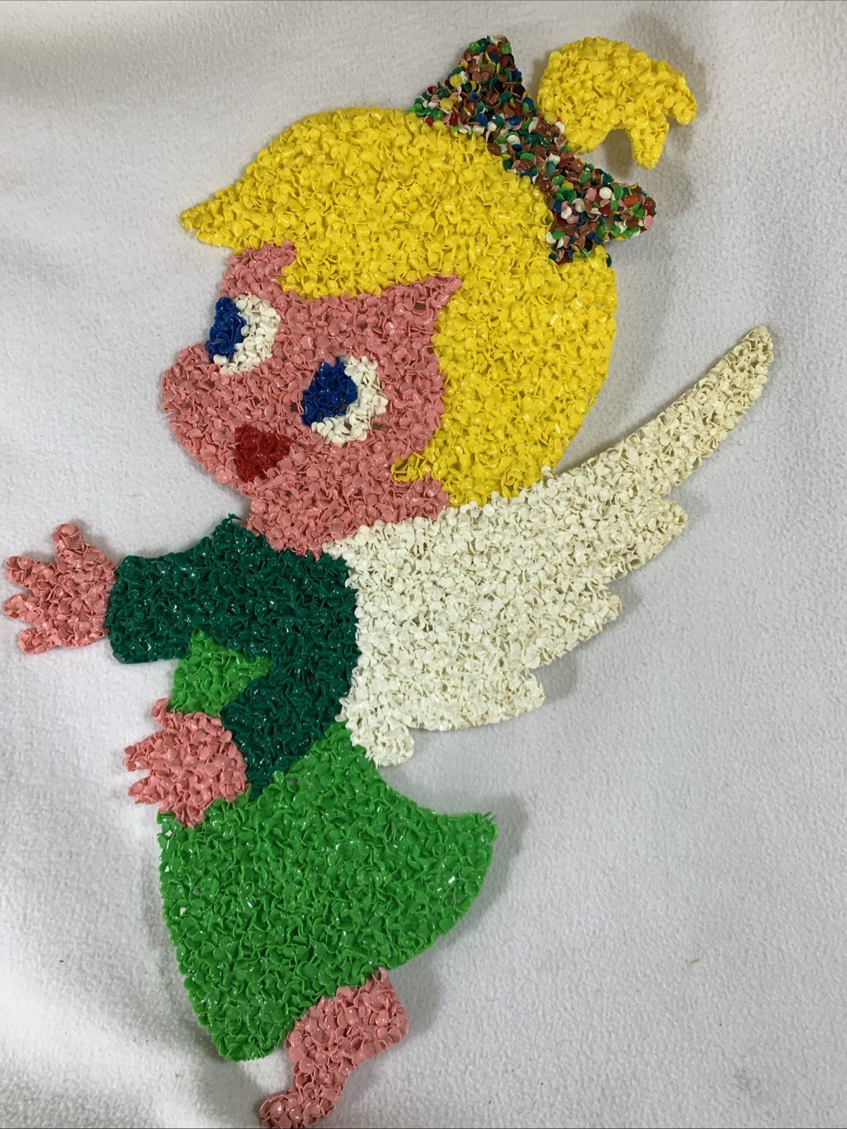 Vintage 1970’s Christmas Angel Plastic Melted Popcorn Wall Decoration Vintage 1970’s Christmas Angel Plastic Melted Popcorn Wall Decoration