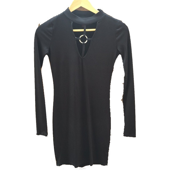 Material girl juniors rib-knit cutout bodycon dress Black MEDIUM Material girl juniors rib-knit cutout bodycon dress Black MEDIUM