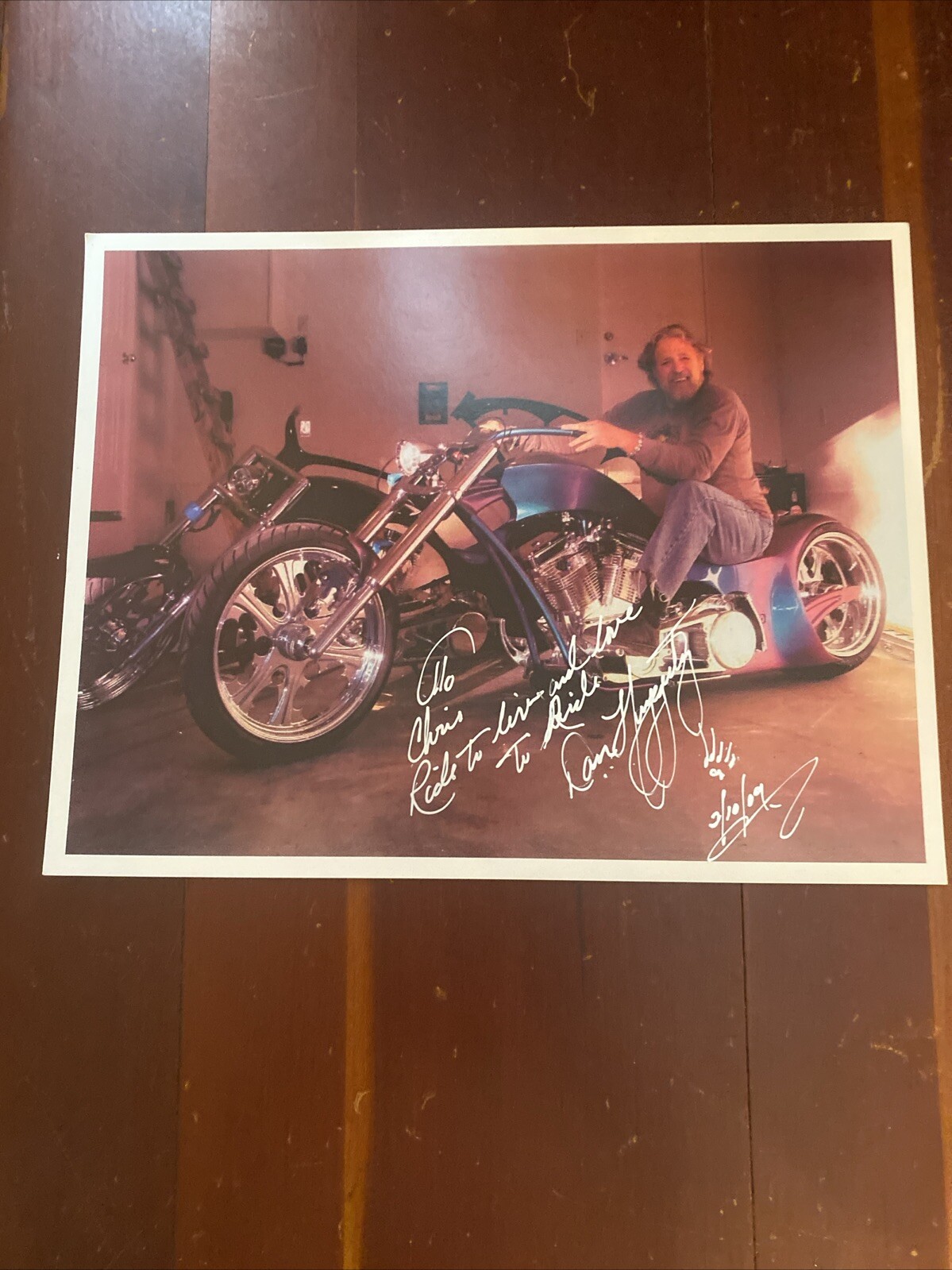 DAN HAGGERTY Autographed Print Grizzly Adams On Chopper Hand Signed To Chris DAN HAGGERTY Autographed Print Grizzly Adams On Chopper Hand Signed To Chris