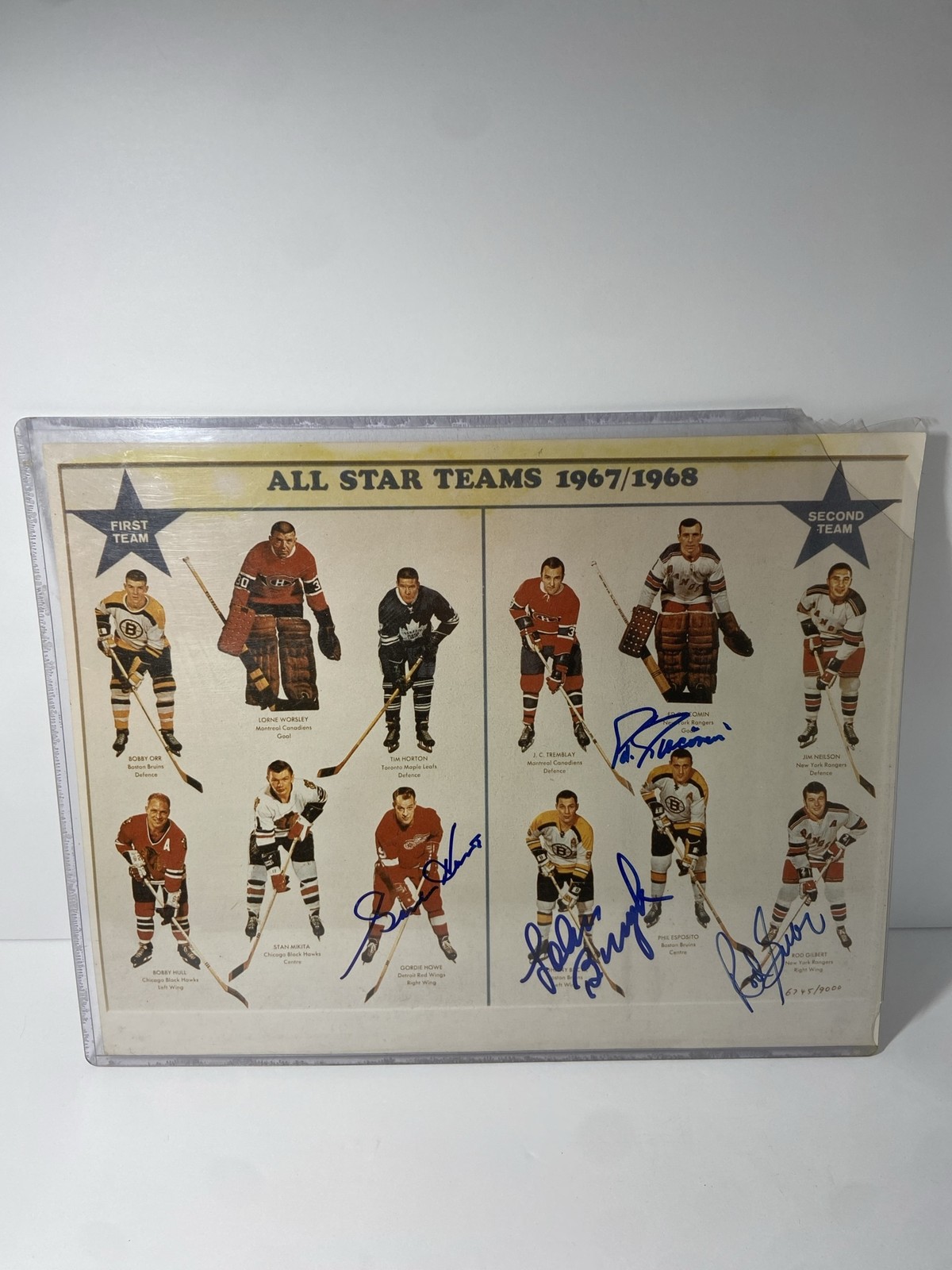 All Star Teams Photo One S. 1967 Multicolor NHL Hockey Howe Bucyk Gilbert Signed