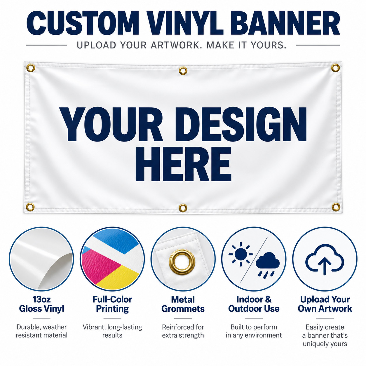 Personalized Custom 13oz Vinyl Banner Printing Indoor-Outdoor Event-FREE DESIGN