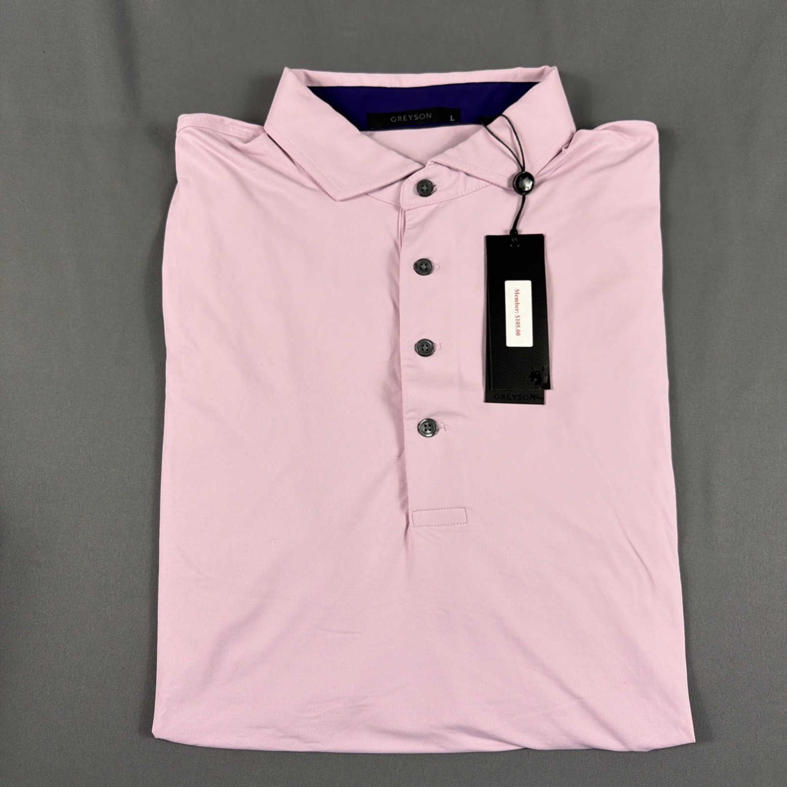 Greyson Golf Shirt Polo Chest Logo Sleeve Large Sunrise Nylon Spandex MSRP $118 Greyson Golf Shirt Polo Chest Logo Sleeve Large Sunrise Nylon Spandex MSRP $118