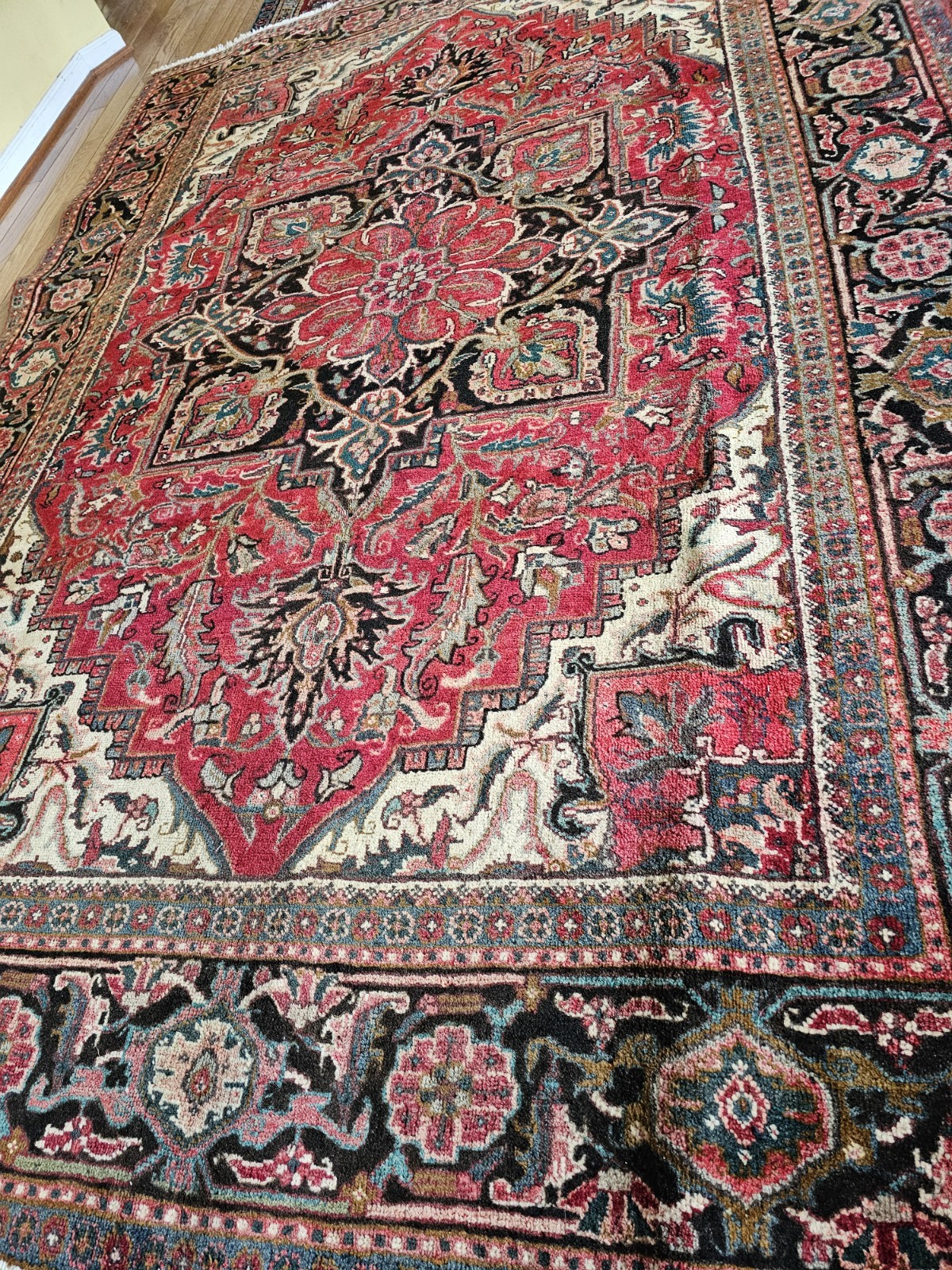 7x10 or 6.9 x 9.10 ANTIQUE FINE SERAPI HERIZ RUG VINTAGE USHAK KAZAK CAUCASIAN  