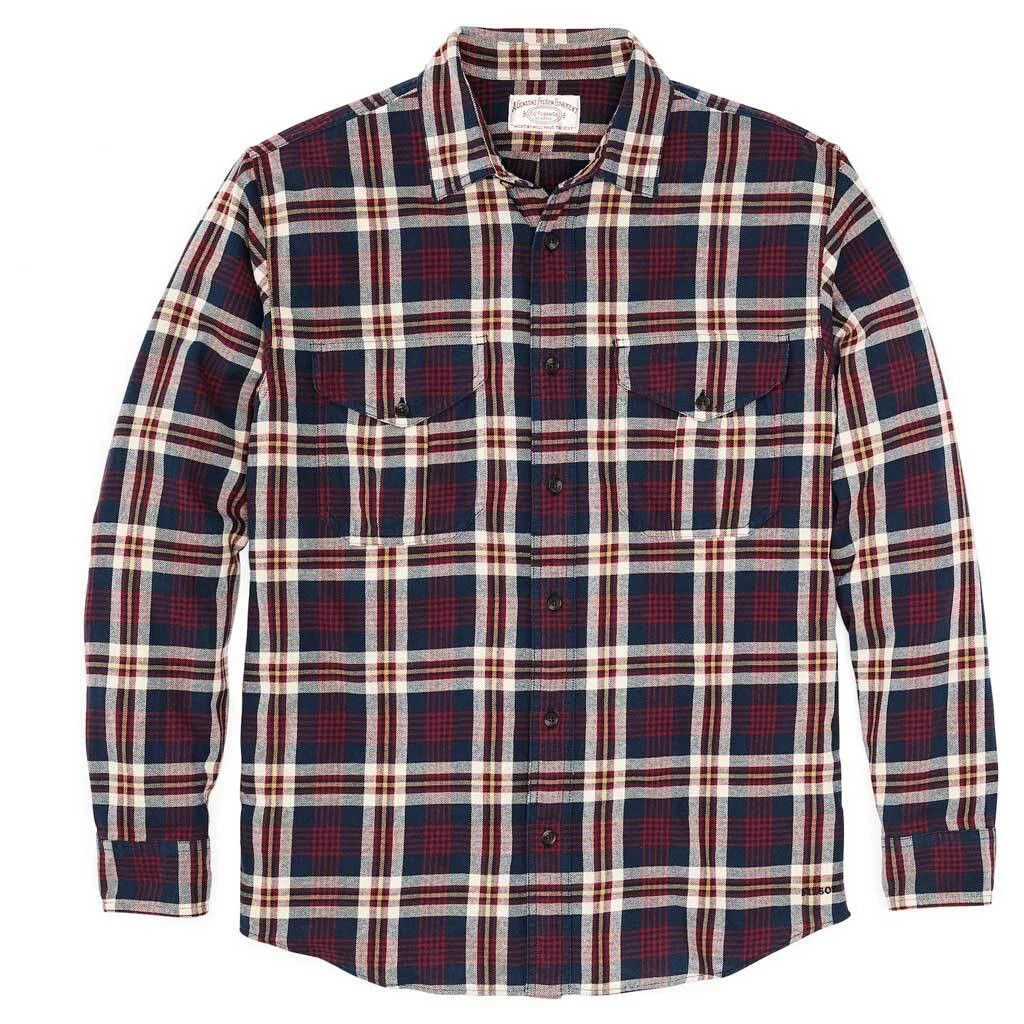Filson Lightweight Alaskan Guide Shirt Navy Red White Mens XL 4oz Cotton NWT