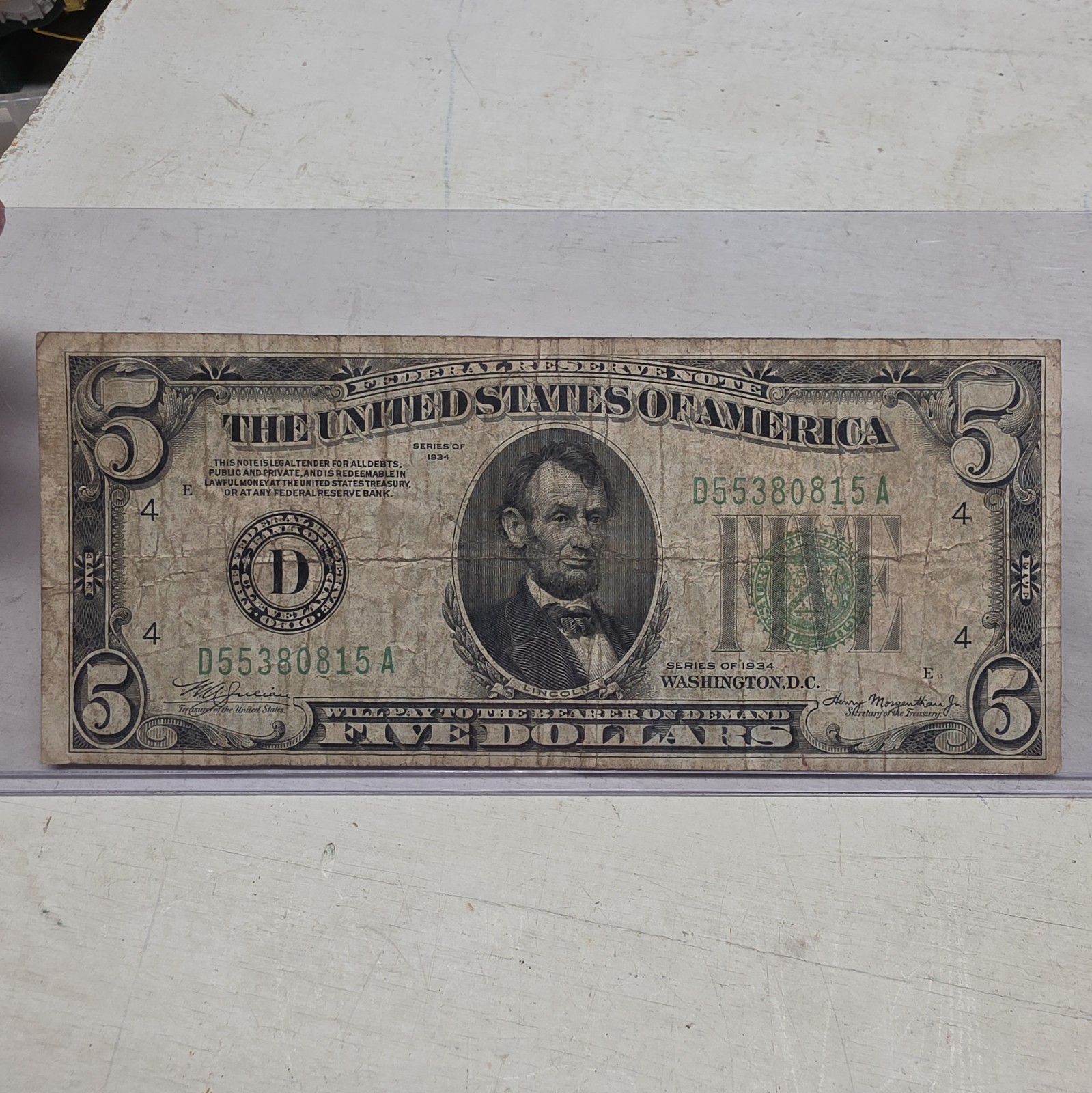 1934 $5 Five Dollars Federal Reserve Note New York B11738112A 1934 $5 Five Dollars Federal Reserve Note New York B11738112A