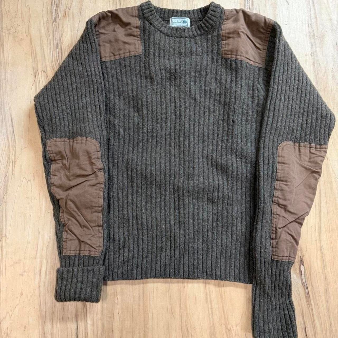 Vintage LL Bean Commando Sweater Mens Large Wool Army Ribbed Brown Green 228194 Vintage LL Bean Commando Sweater Mens Large Wool Army Ribbed Brown Green 228194
