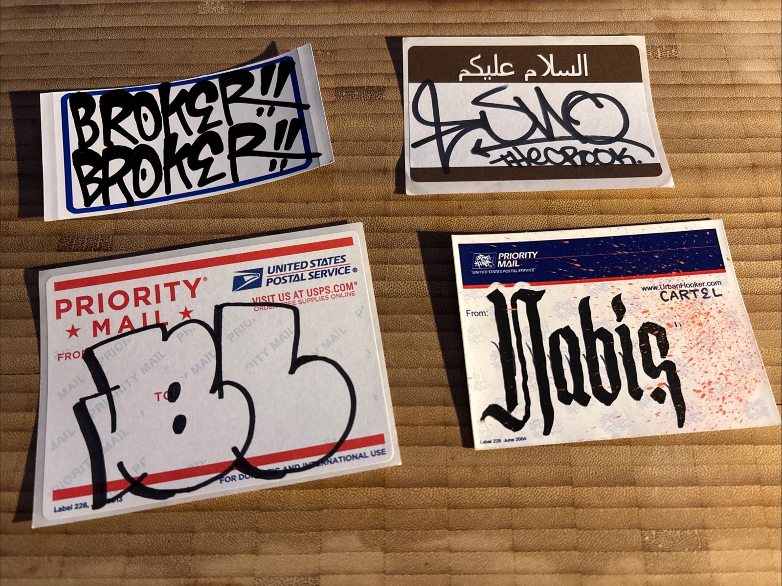 2013-2016 Graffiti Stickers Hand Drawn Lot Of Four Pieces