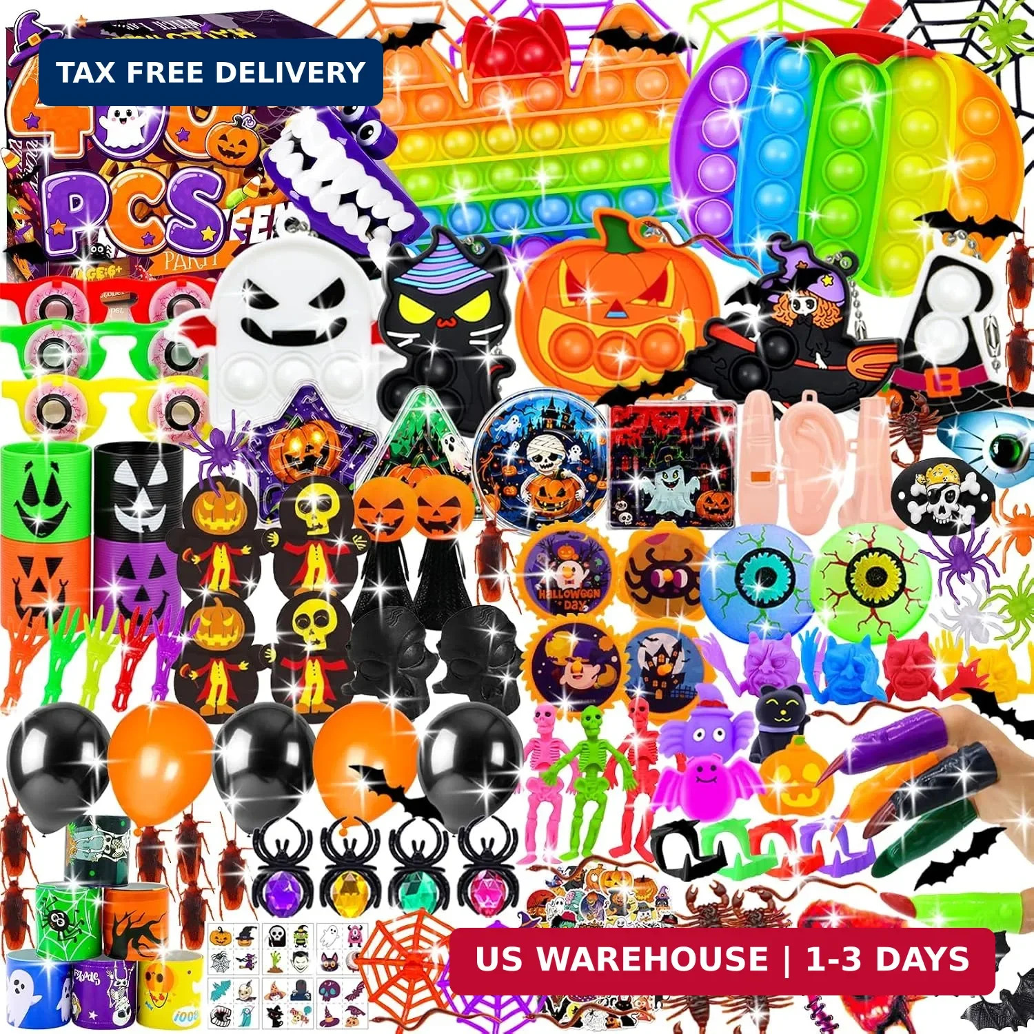 400 Pcs Halloween Party Favors for Kids, Bulk Fidget Toys for Goodie Bags 400 Pcs Halloween Party Favors for Kids, Bulk Fidget Toys for Goodie Bags