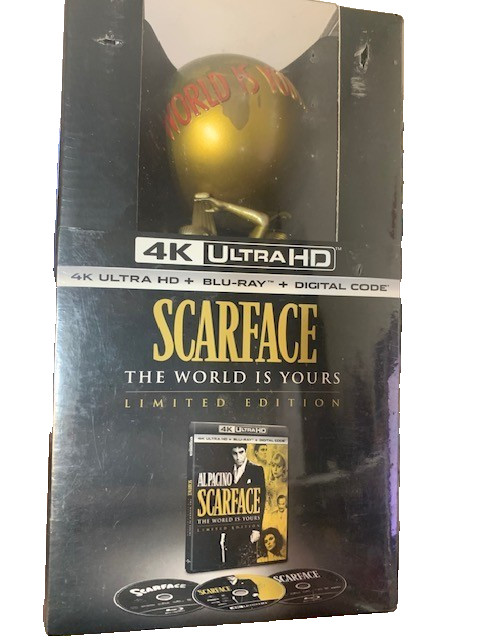 SCARFACE LTD EDITION 4K-BLURAY WITH WORLD IS YOURS STATUE - SEALED SCARFACE LTD EDITION 4K-BLURAY WITH WORLD IS YOURS STATUE - SEALED